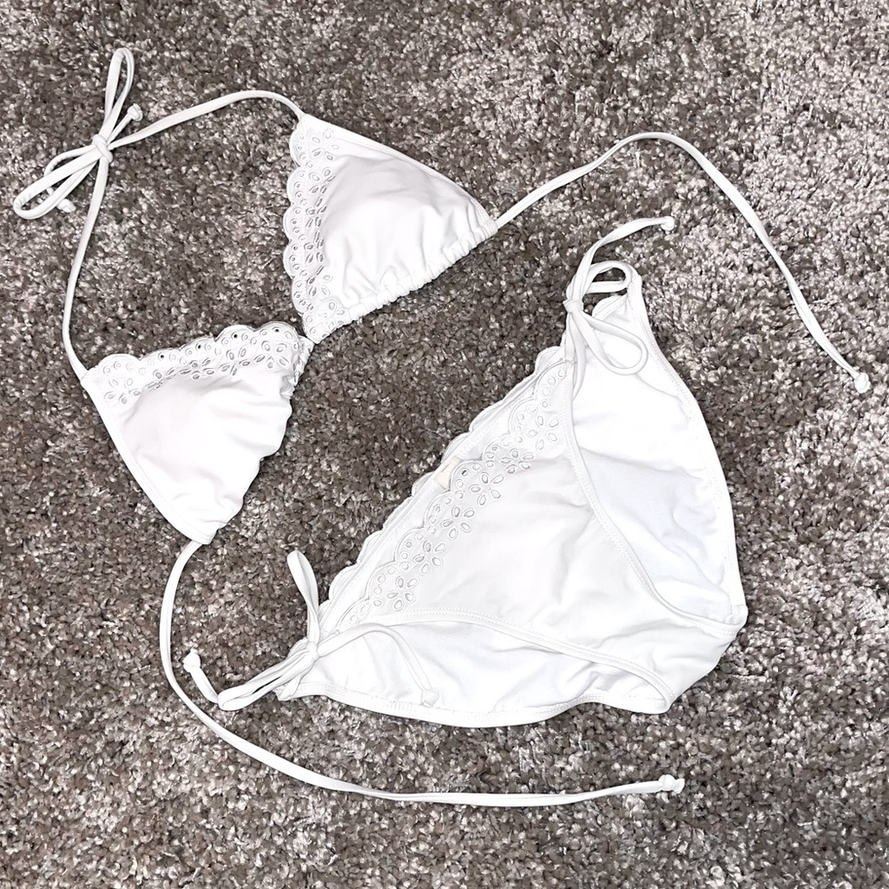 White eyelet Old Navy triangle string bikini